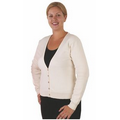 Ladies Cotton Fine Gauge V-Neck Cardigan Sweater